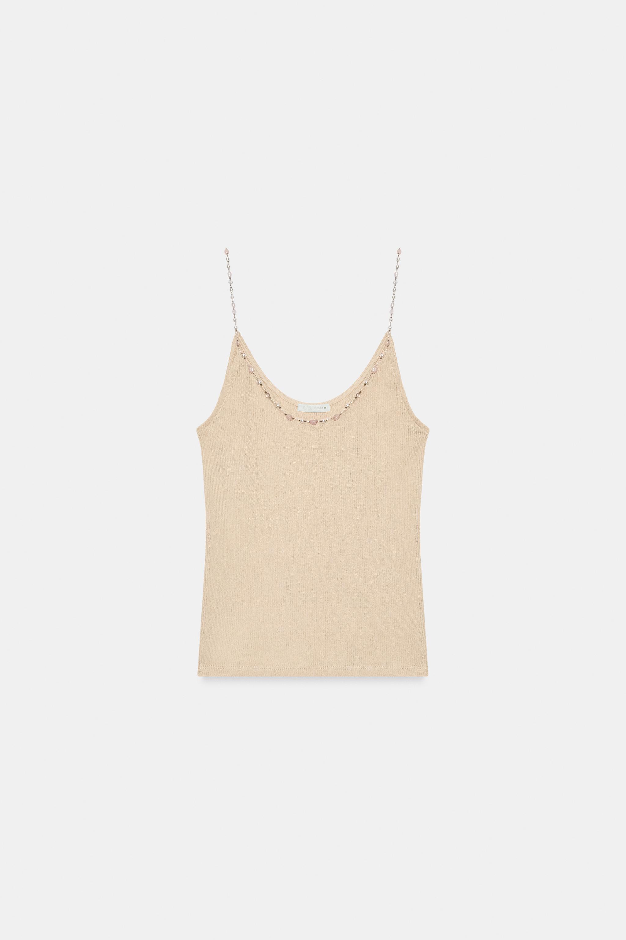 Женские топы Zara BEADED RIB TOP — фото 3