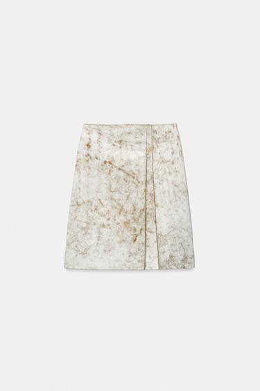 ZW COLLECTION LIMITED EDITION LEATHER SKIRT - Ecru by Zara - Image 3