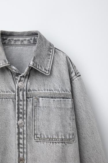DENIM OVERSHIRT - Grey by Zara - Image 2