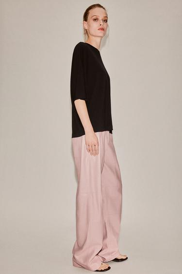 PANTALÓN PIEL 100% ZW COLLECTION LIMITED EDITION - Rosa de Zara