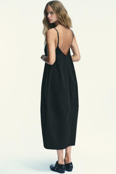 ROBE MIDI PLI DOS - Noir de Zara - Image 4