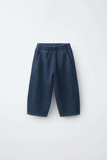 Zara 素色桶形剪裁長褲 - 海藍色 - 圖片 0