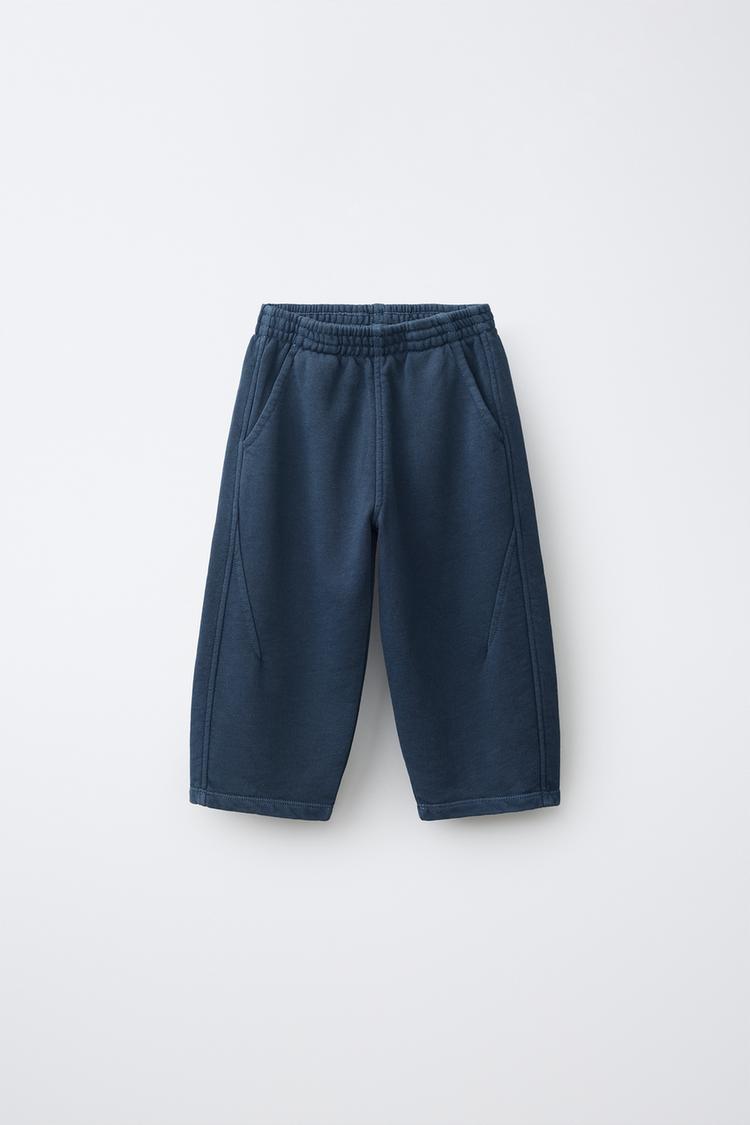 SOLID BARREL PANTS — Navy blue