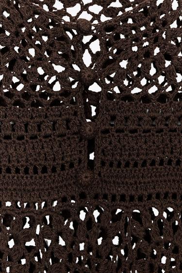 CROCHET KNIT MINI DRESS - Brown by Zara - Image 6