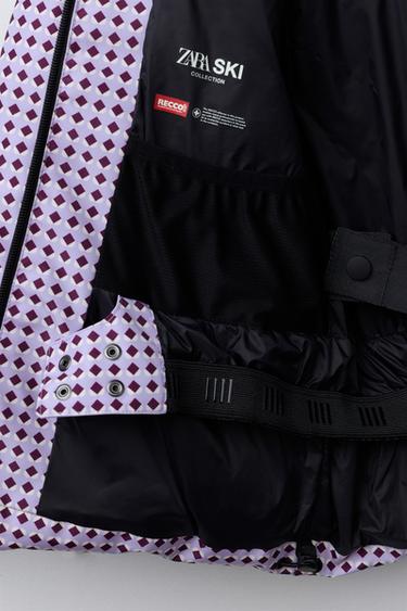 80% DOWN AND 20% FEATHER GEOMETRIC PRINT WATER-RESISTANT AND WINDPROOF RECCO® SYSTEM SKI COLLECTION PUFFER JACKET - Mauve by Zara - Image 8