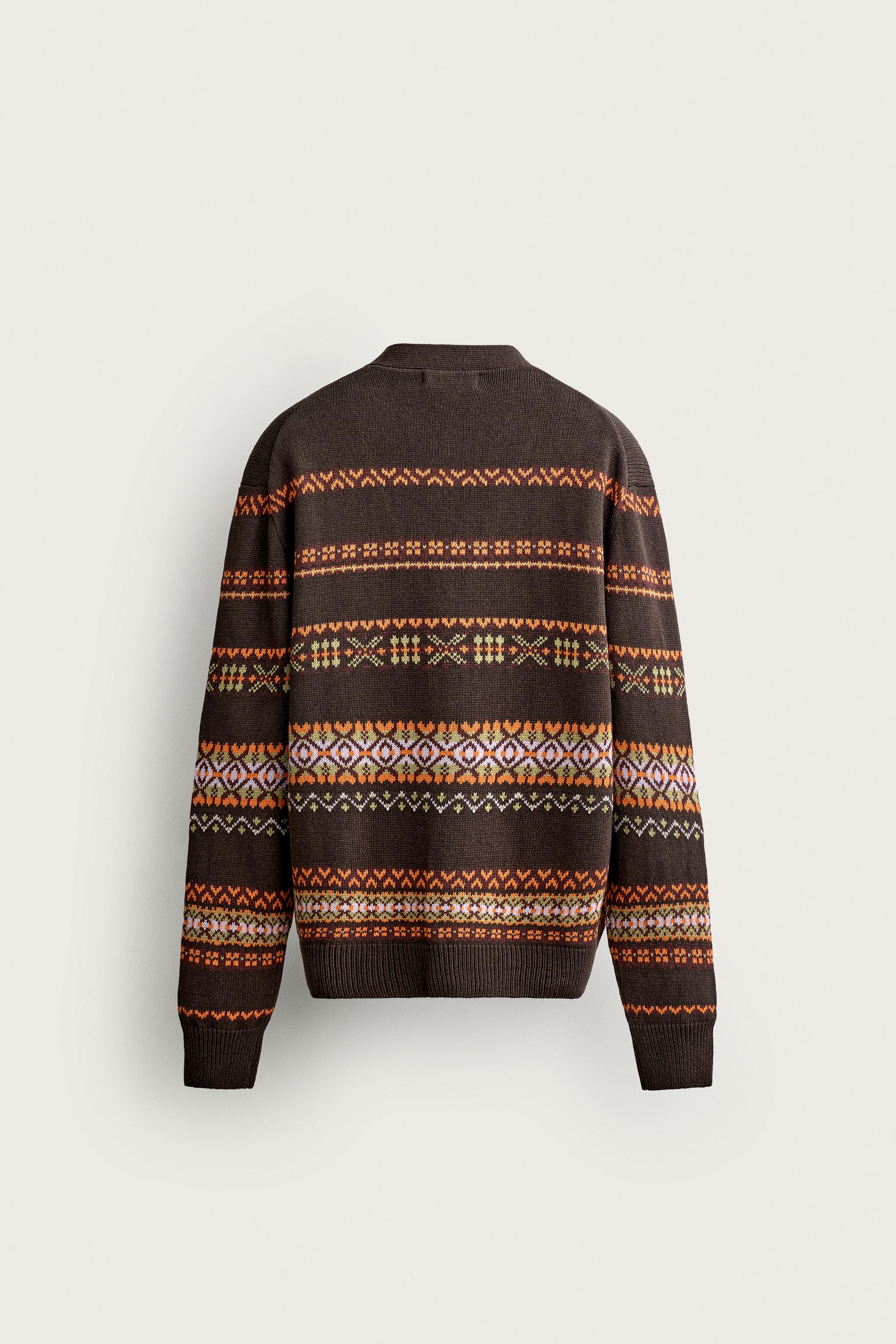 COTTON-LINEN JACQUARD REGULAR FIT CARDIGAN