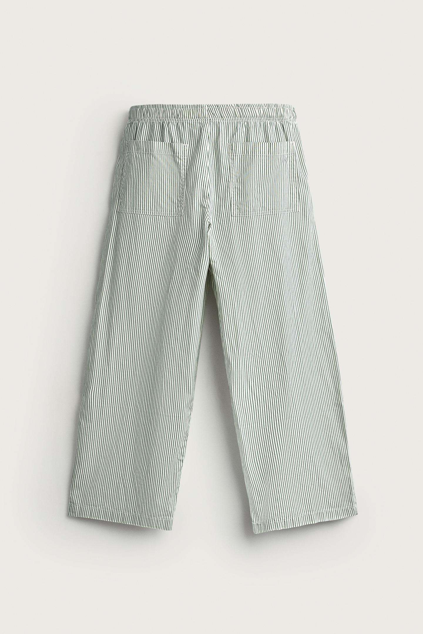Мужские брюки Zara Striped Baggy Fit, цвет: Зелёный — фото 7