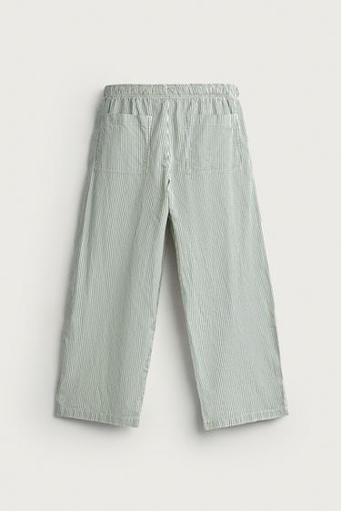 PANTALON BAGGY À RAYURES - Vert de Zara - Image 6