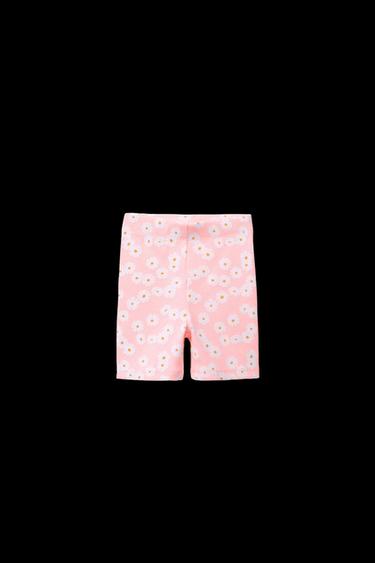 PRINTED RIBBED CYCLING LEGGINGS - Intense coral by Zara