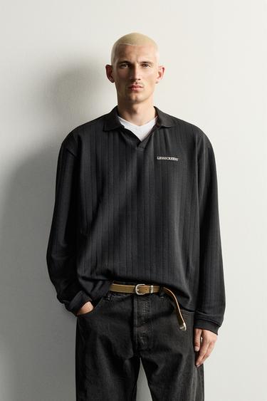 EMBROIDERED TEXT JACQUARD POLO — Dark anthracite 2