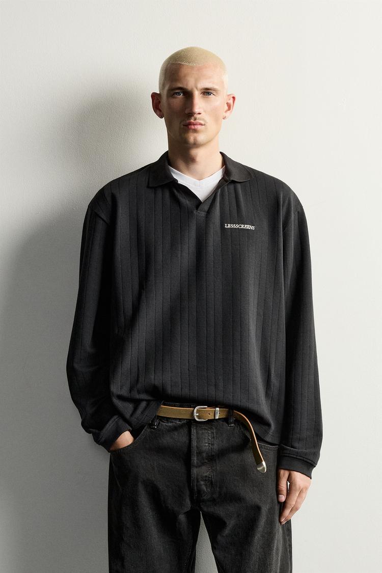 JACQUARD EMBROIDERED TEXT POLO SHIRT