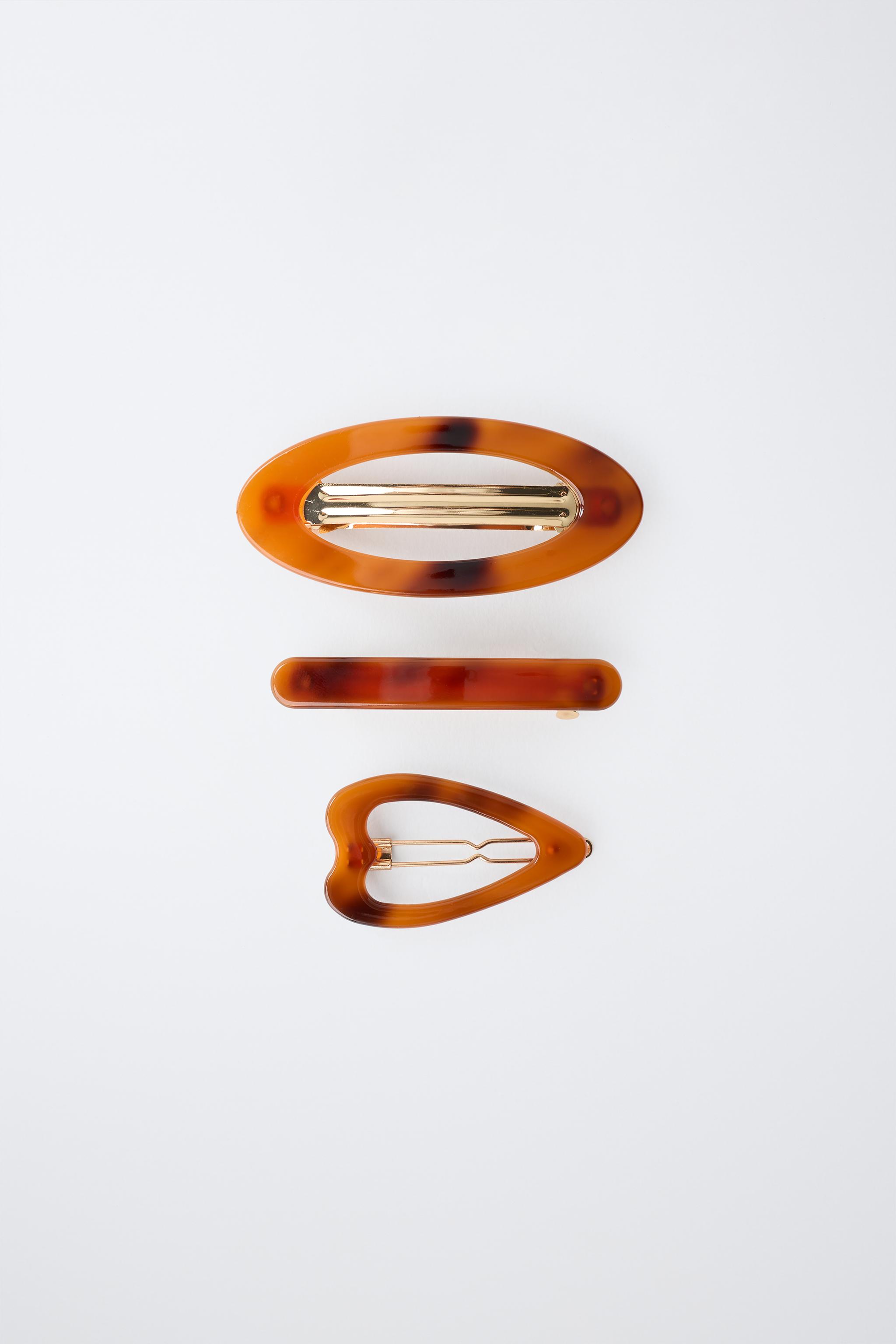 Детские аксессуары Zara THREE-PACK OF TORTOISESHELL HAIR CLIPS — фото 4