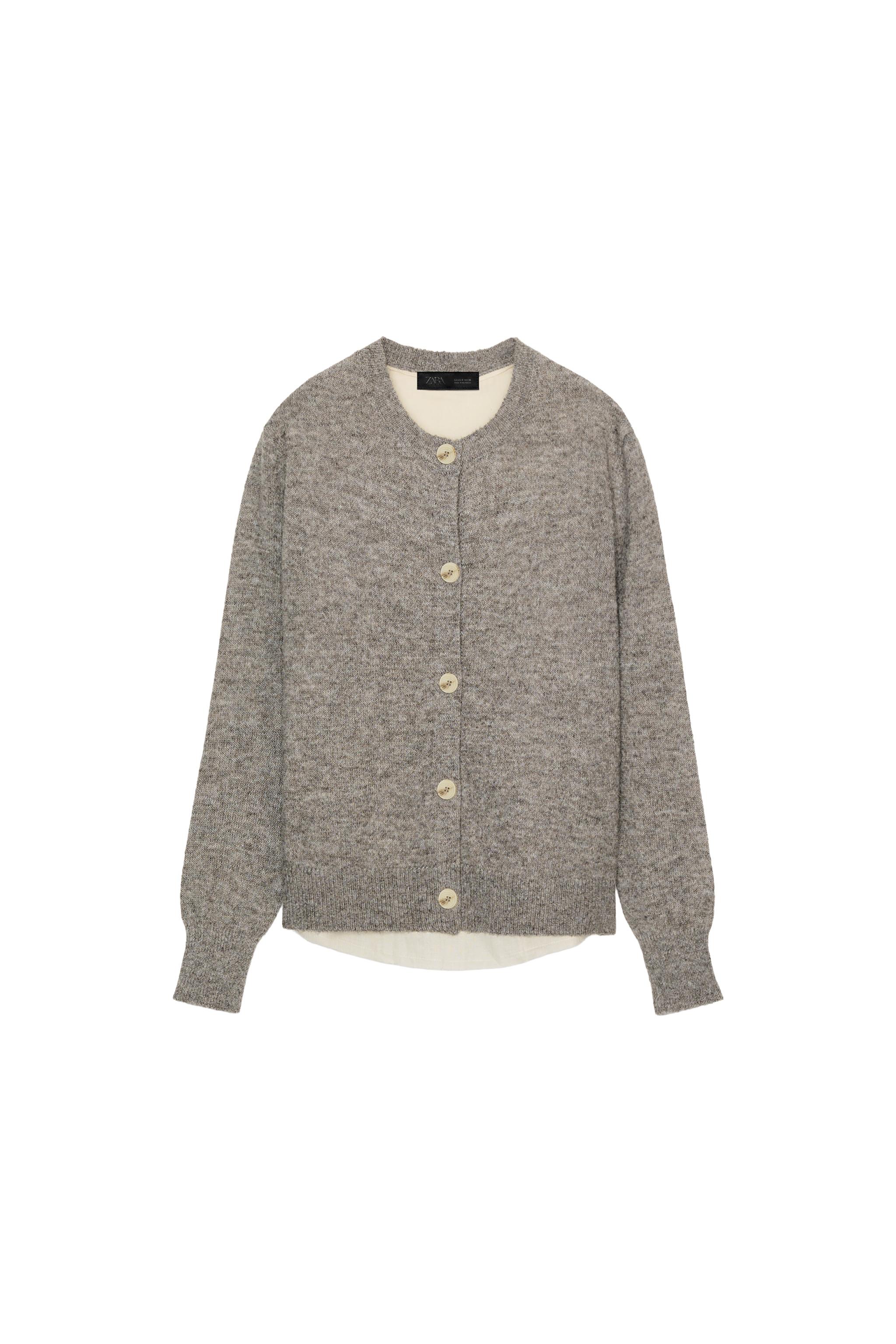 KONTRAST ÖRGÜ KEMERLİ CEKET