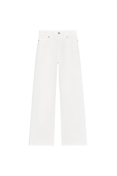 Zara ZW COLLECTION HIGH-WAIST WIDE LEG JEANS - Oyster-white