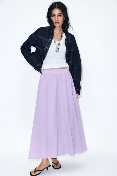 Zara LAYERED MIDI SKIRT - Mauve