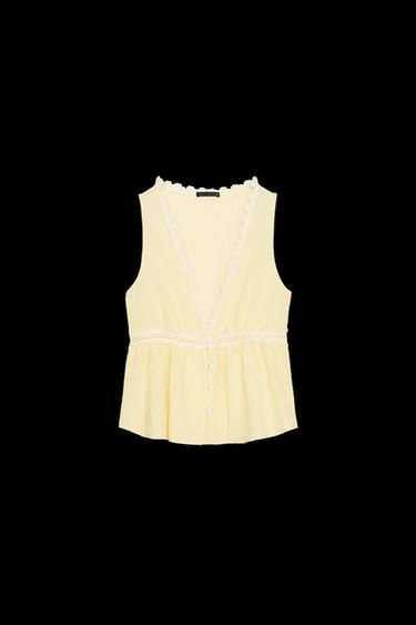 Zara LACE TOP - Light yellow - Image 0