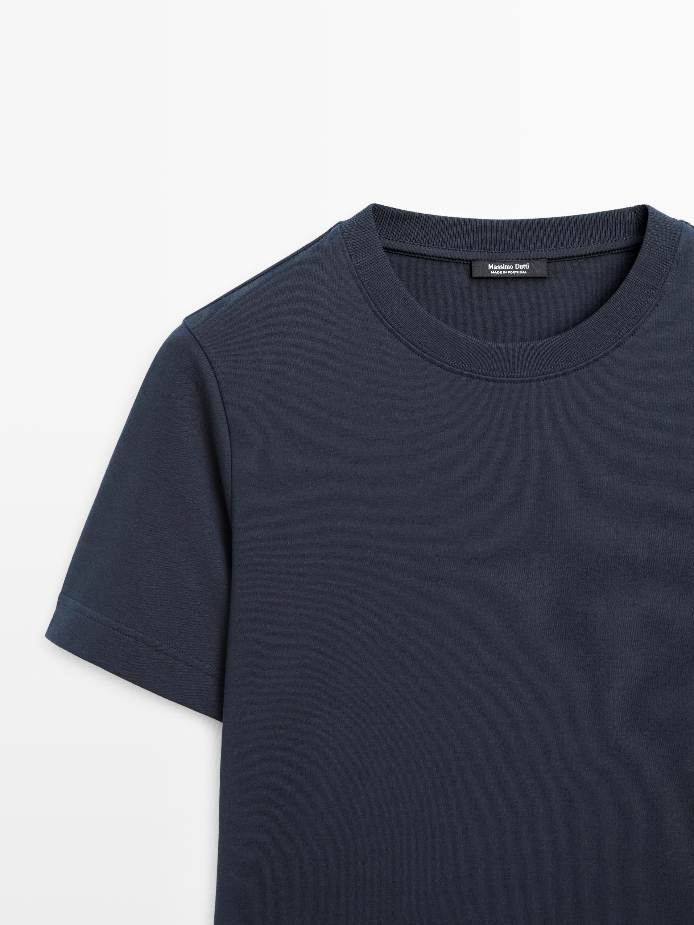 T-shirt interlock col rond 100 % coton