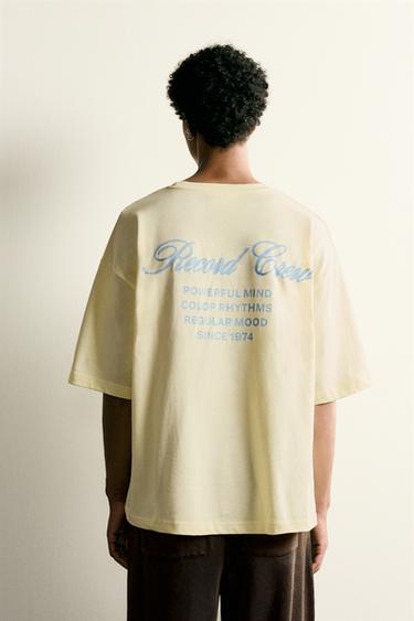 RELAXED FIT PATCHWORK T-SHIRT - Zara-ს Light yellow