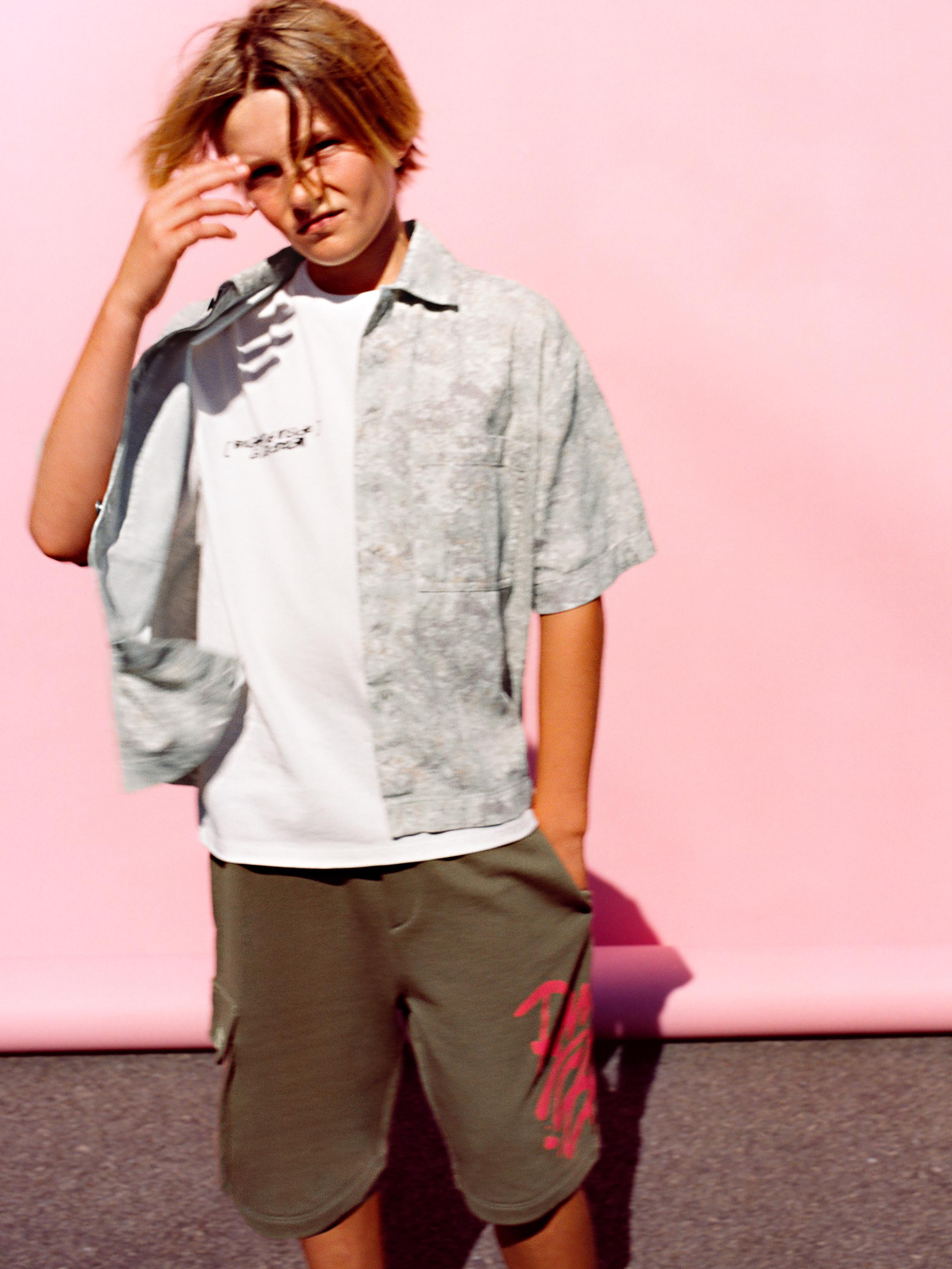 PRINTED TWILL SHIRT — Ecru