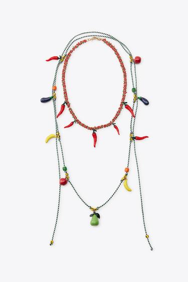 PACK OF 2 ROPE NECKLACES WITH FRUIT - Multicoloured by Zara