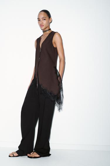 ASYMMETRIC LACE TOP - Brown by Zara - Image 5