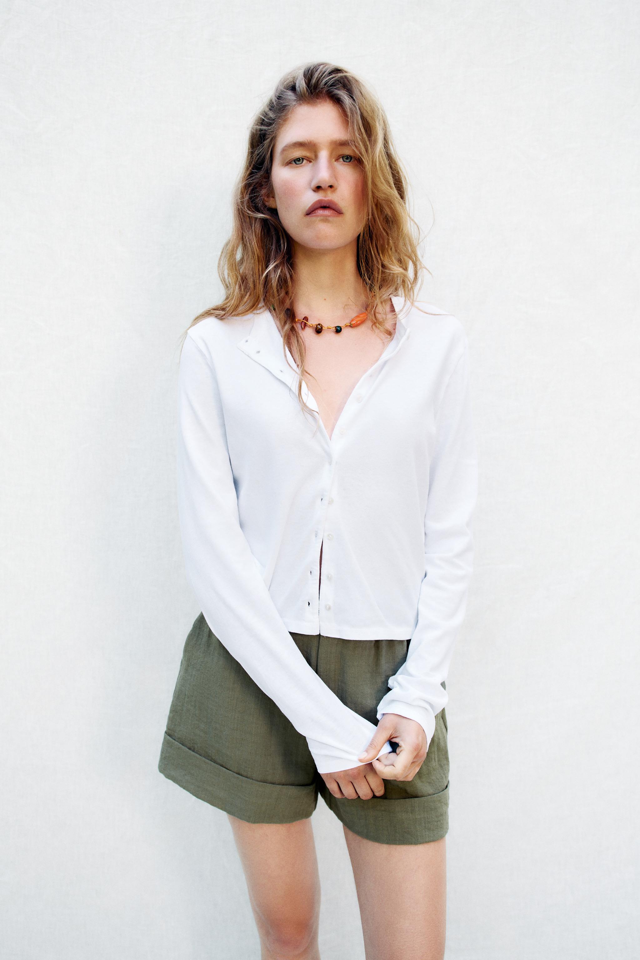 Женские шорты Zara CUFFED HEM SHORTS — фото 3