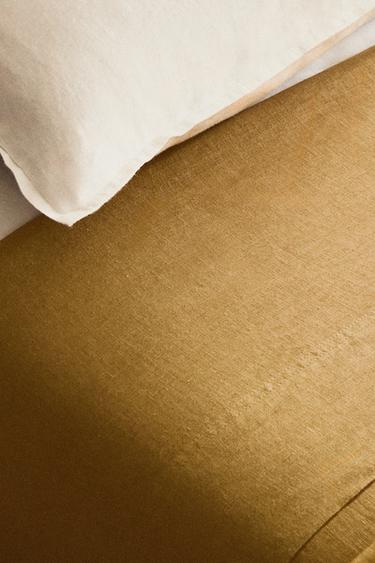 DRAP DE DESSUS LIN DÉLAVÉ (140 GxM²) - Moutarde de Zara - Image 4