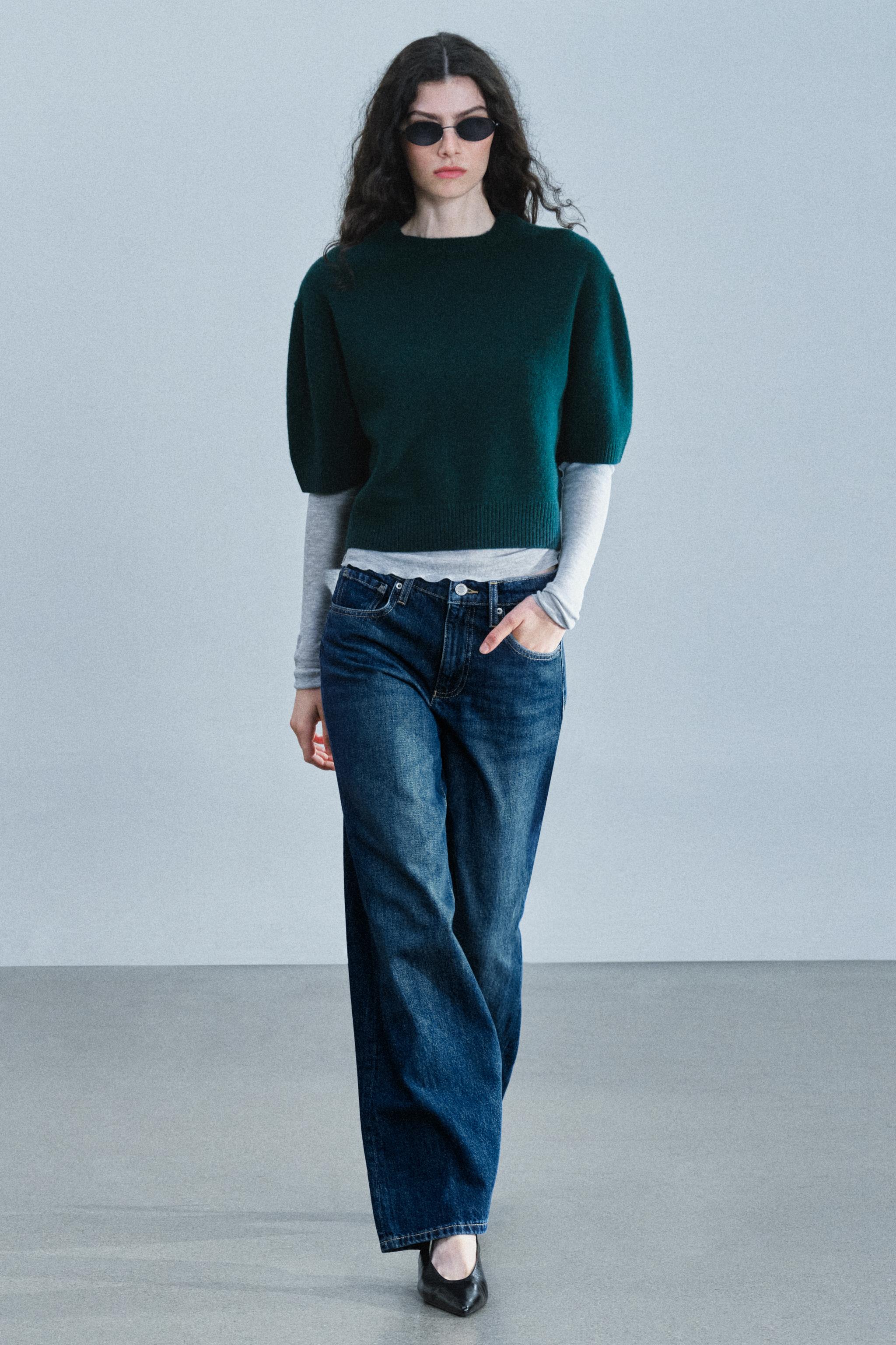 100% WOOL SHORT-SLEEVE VOLUME JUMPER