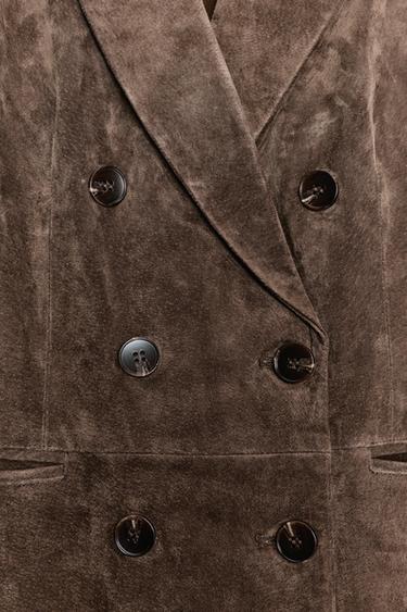 BLAZER CROISÉ 100 % CUIR - Kaki de Zara - Image 6