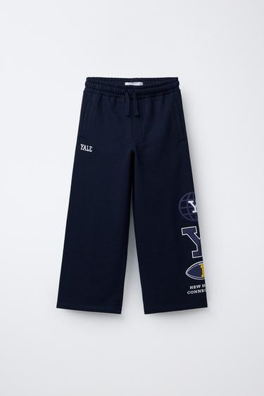 PANTALON EN MOLLETON WIDE LEG YALE UNIVERSITY™ - Bleu marine de Zara