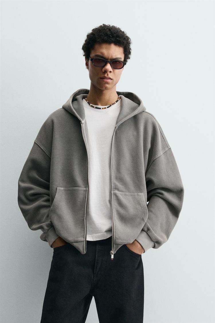 ZARA WASHED WAFFLE HOODIE