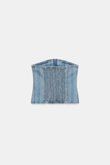 TOP Z1975 EN DENIM À RAYURES - Bleu moyen de Zara - Image 5