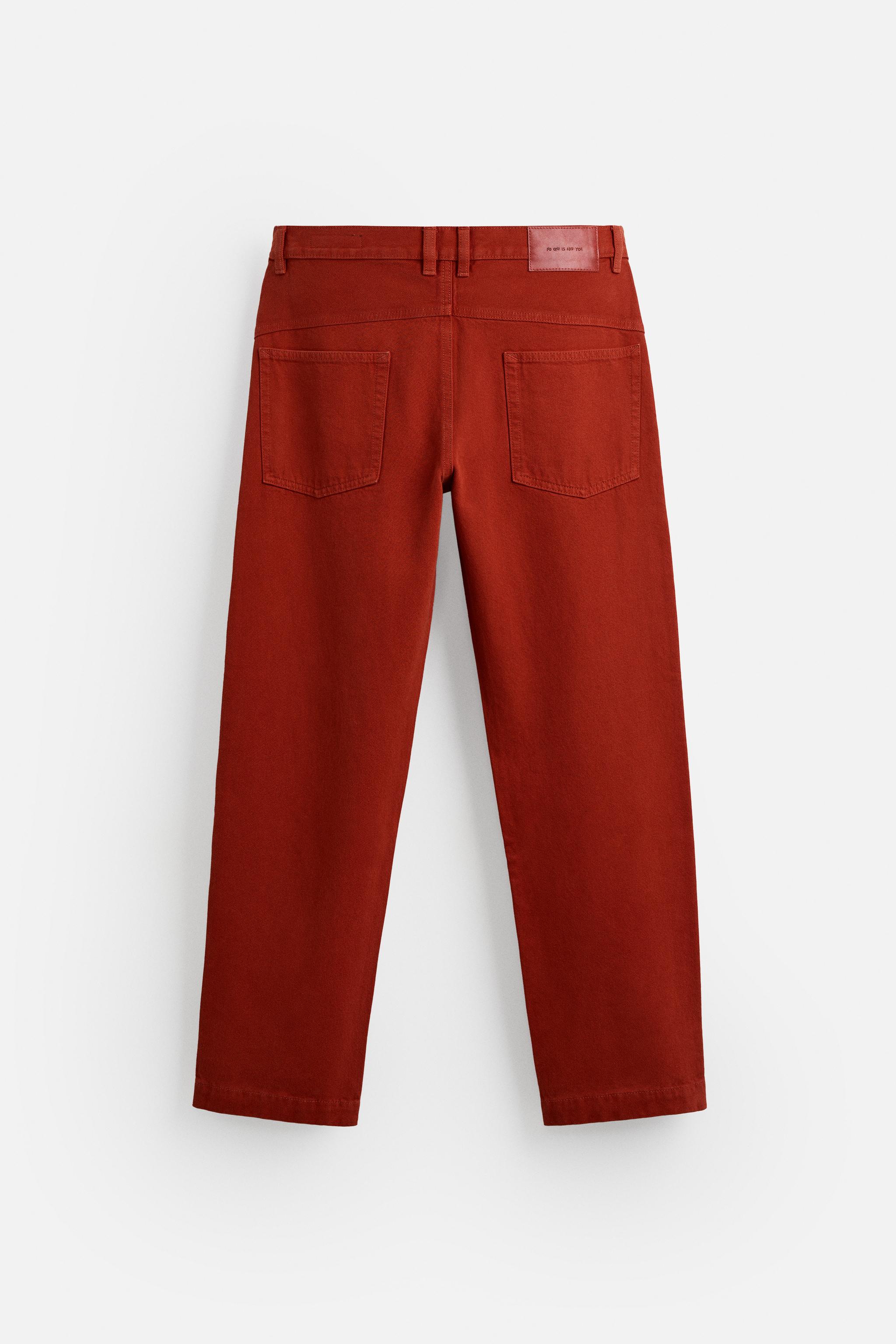 Pantalon Zara Relaxed Fit Carpenter Hombre Rojas Para Pantalón