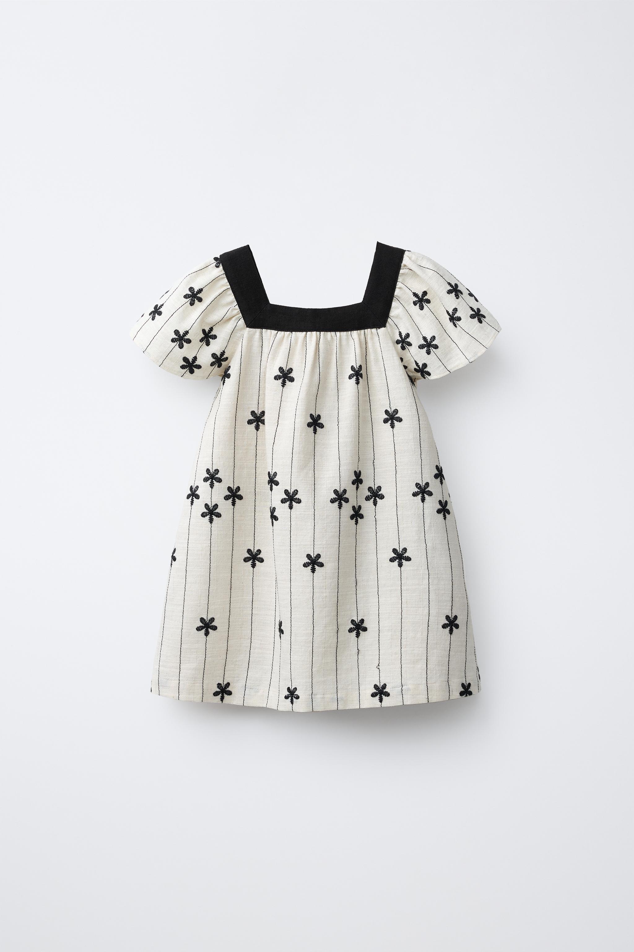 EMBROIDERED FLORAL DRESS - Straw | ZARA Canada
