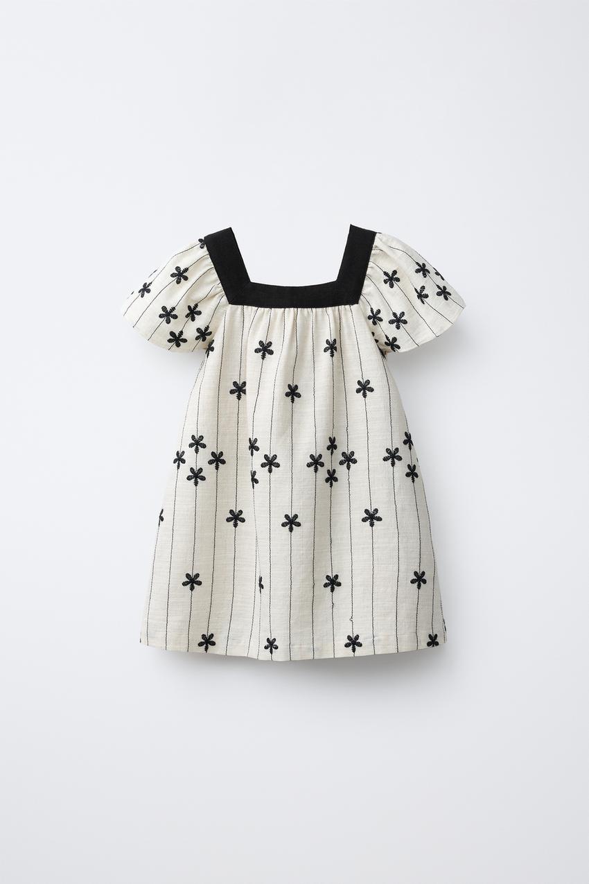Zara - Embroidered Floral Dress - Straw - 1 Years (33,9 Inches) - Kids Zara - Embroidered Floral Dress - Straw - 1 Years (33,9 Inches) - Kids