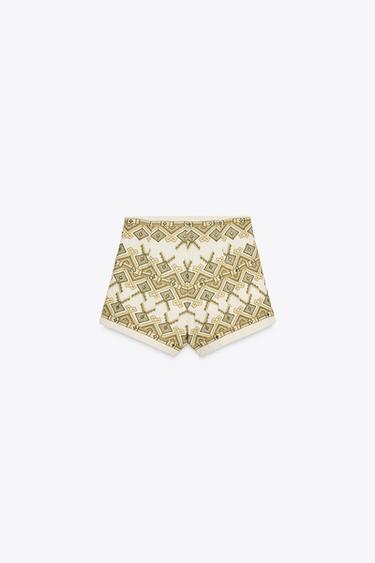 EMBROIDERED MIRROR BERMUDA SHORTS - ecru/khaki by Zara - Image 5