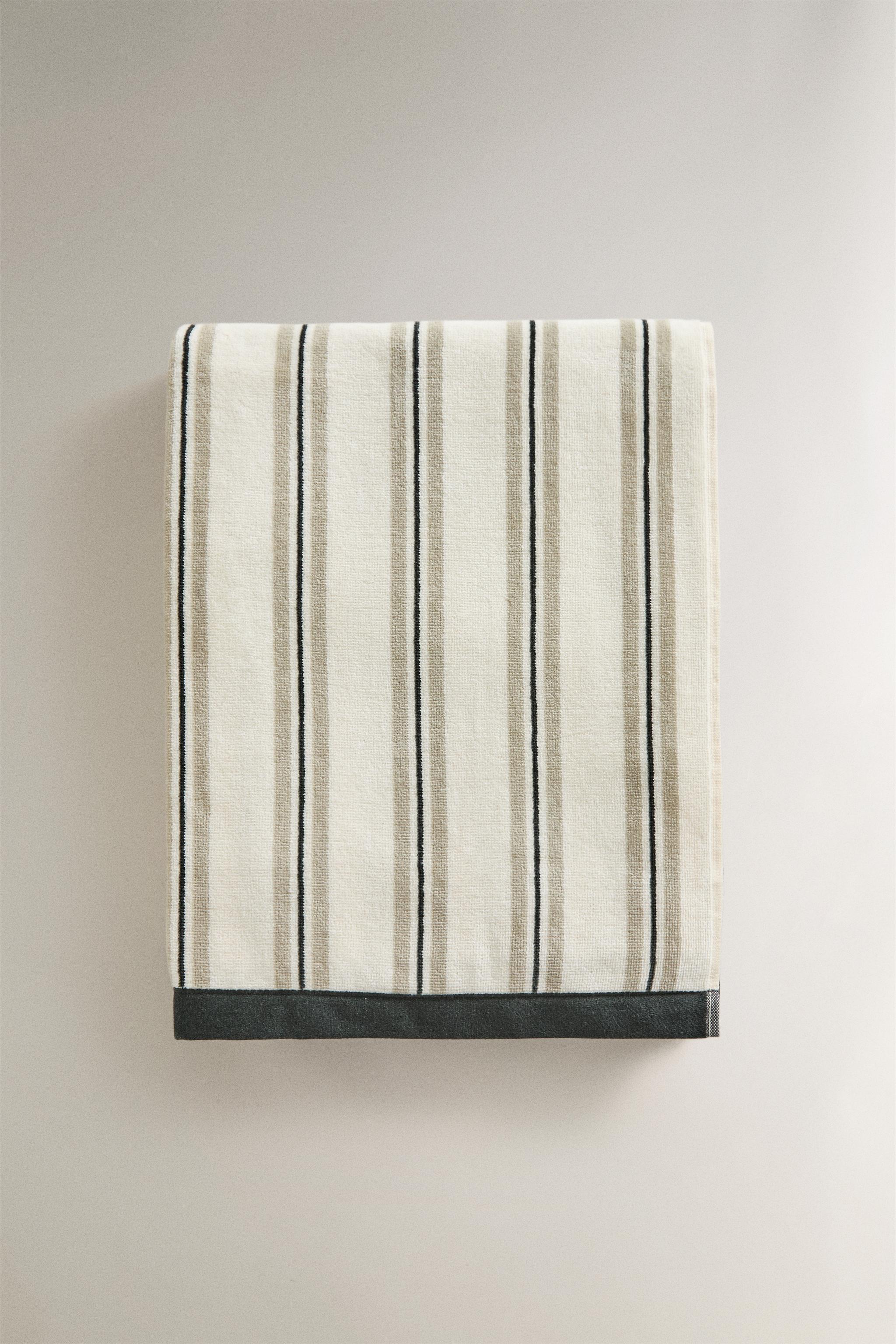 SERVIETTE DE PLAGE VELOUR RAYURES COMBINÉES