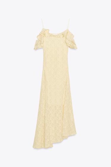 STUDDED LACE DRESS - Yellow by Zara
