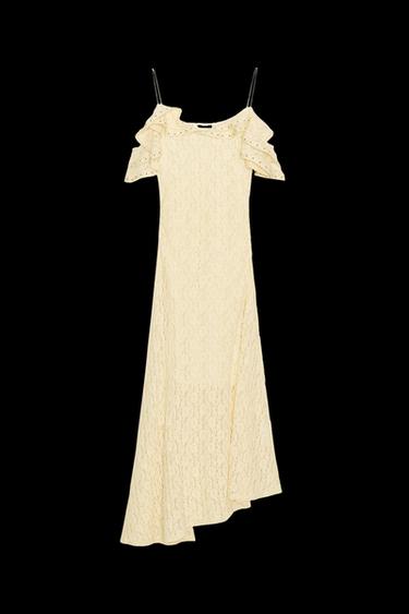 VESTIDO ENCAJE TACHAS - Amarillo de Zara - Imagen 0