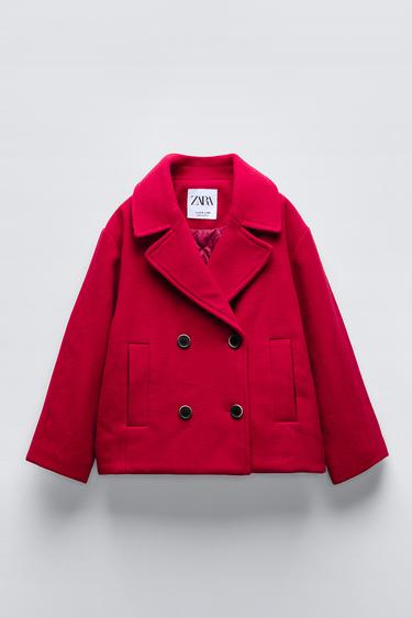 Zara FELT TEXTURE COAT - Red