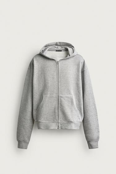 BASIC ZIP-UP HOODIE - Grey marl by Zara