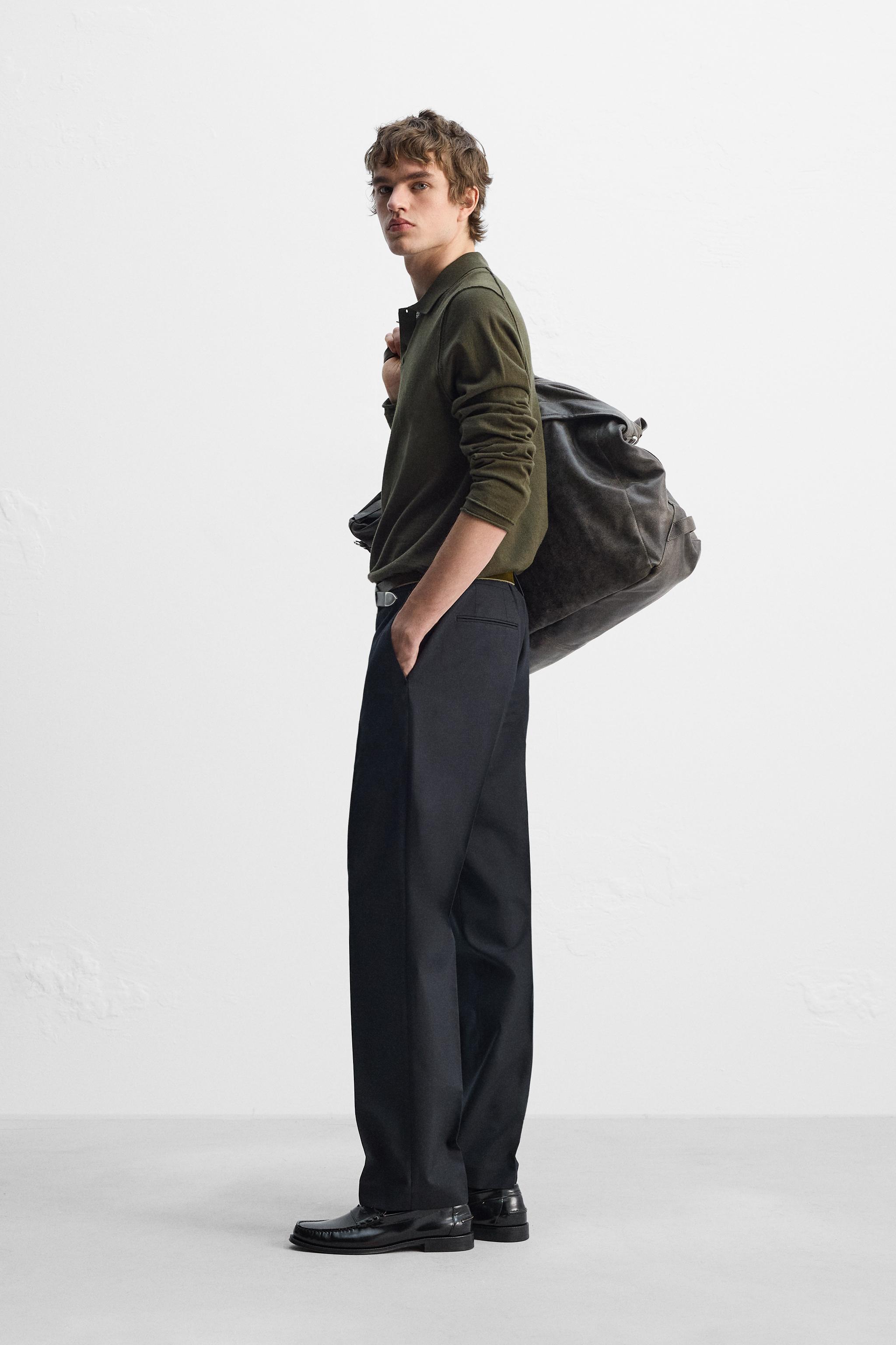 ウール - コットンニットポロシャツ - アースカラー | ZARA