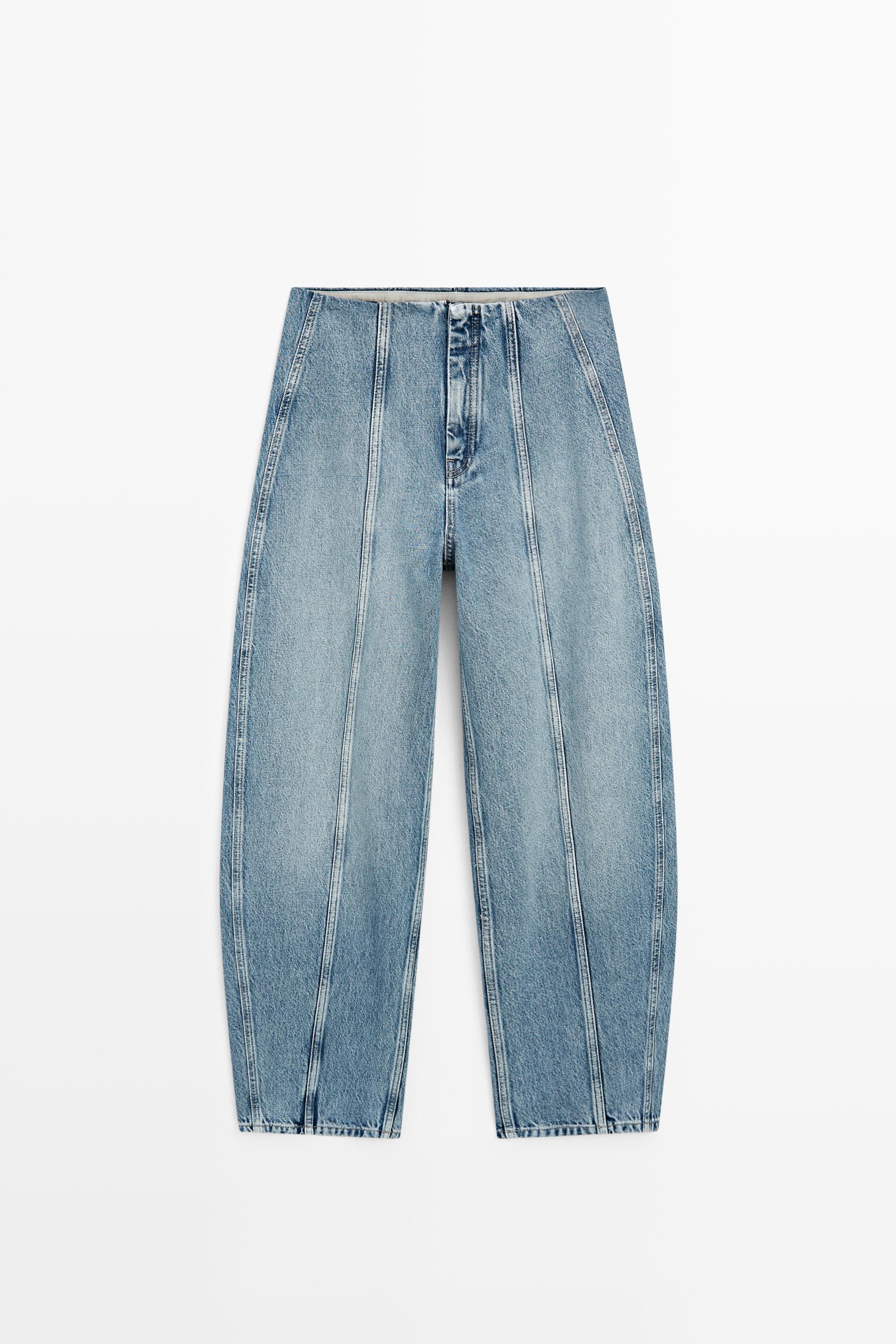 Barrel fit jeans with seam details