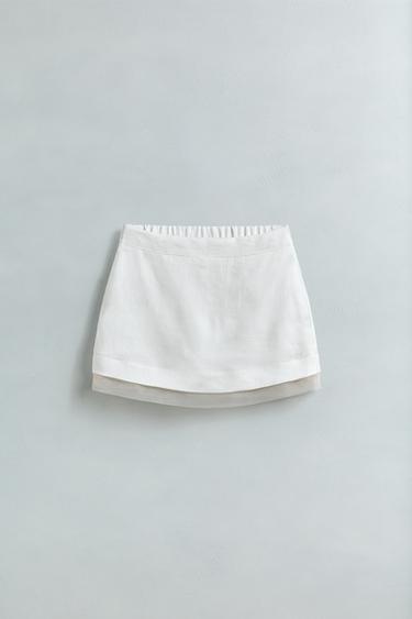 100% LINEN ORGANZA BERMUDA SKORT - Ecru by Zara - Image 5