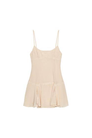EMBROIDERED SLIP DRESS - Peach by Zara