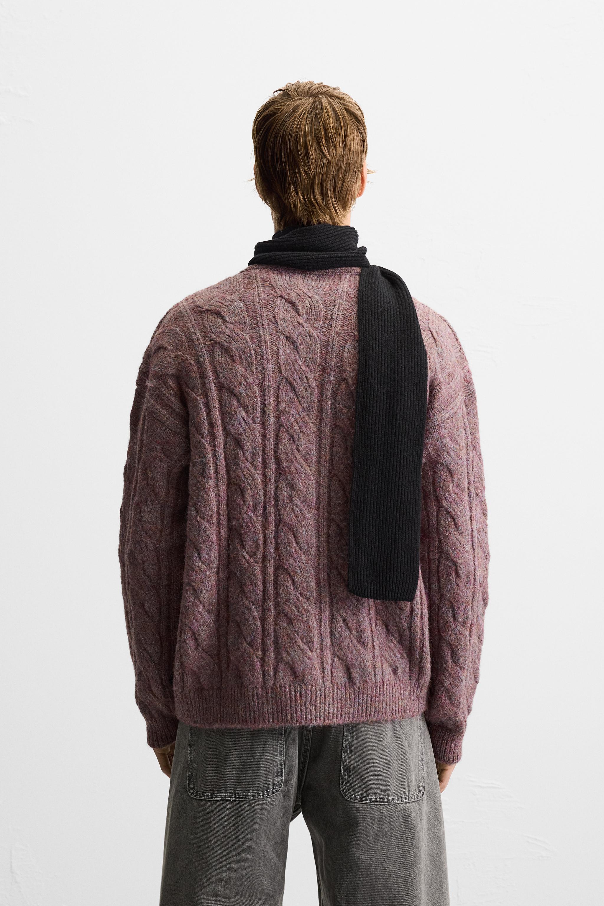 TEXTURED CABLE-KNIT CARDIGAN - Mauve | ZARA UAE - Dubai