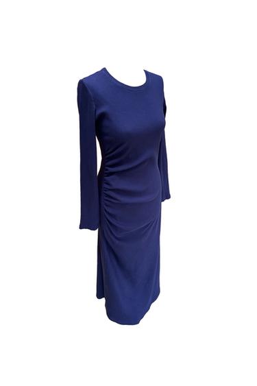 ZARA RIBBED MIDI DRESS IN NAVY BLUE