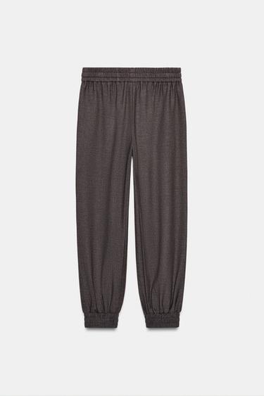 JOGGING TROUSERS WITH ELASTICATED CUFFS - Brown marl by Zara - Image 4