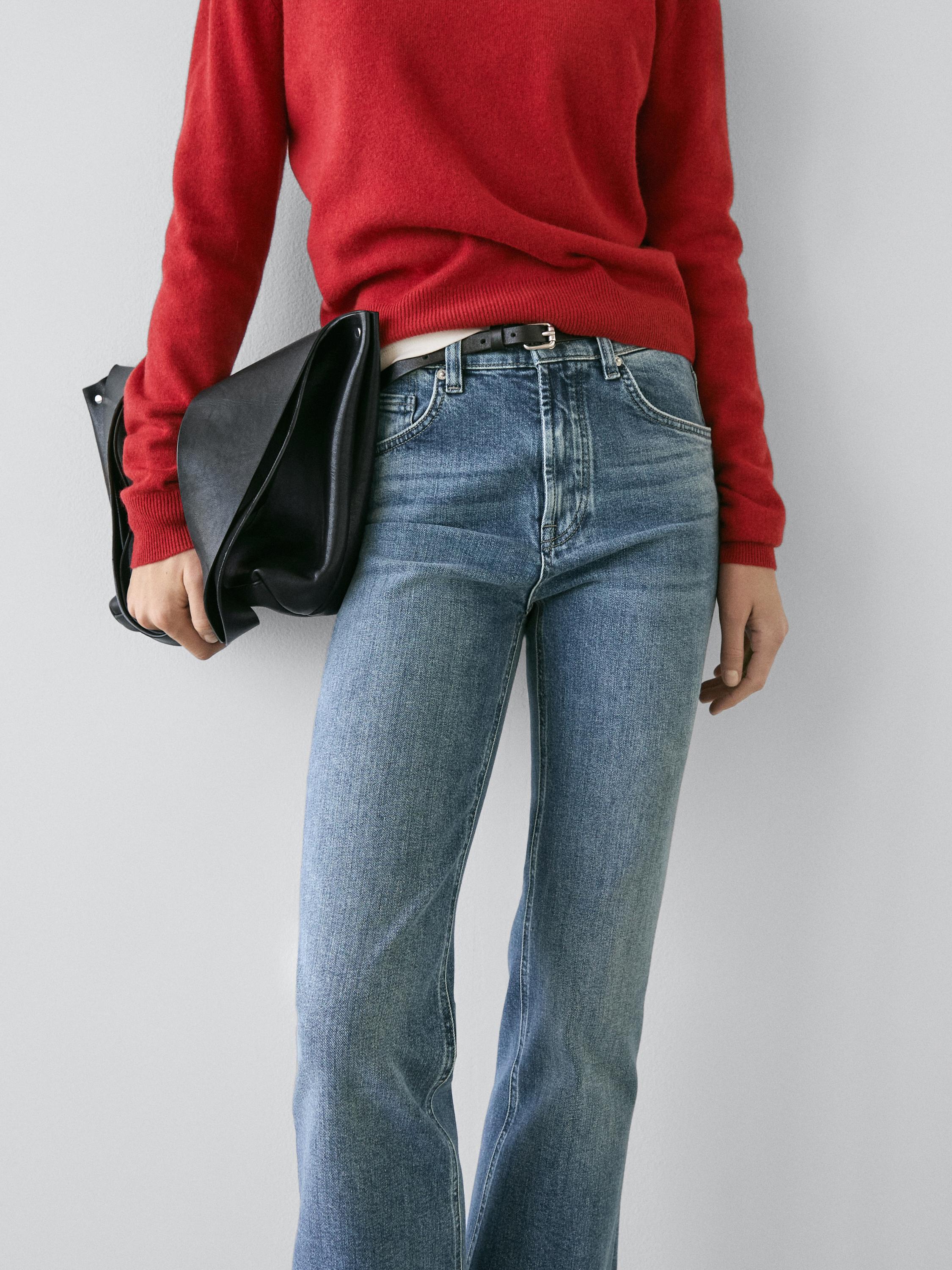 Skinny flare fit jeans — Mid-blue