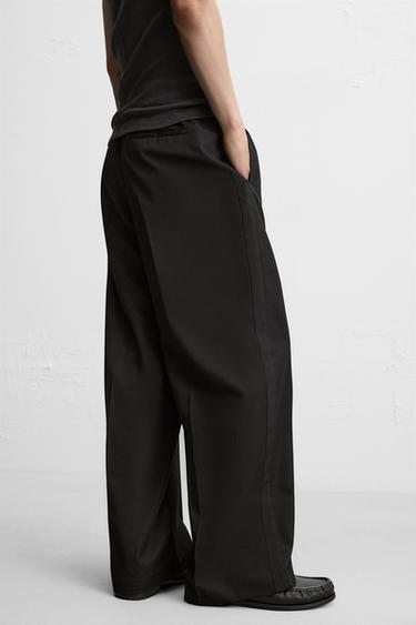RELAXED FIT TROUSERS WITH STRIPE - Black by Zara - Image 4